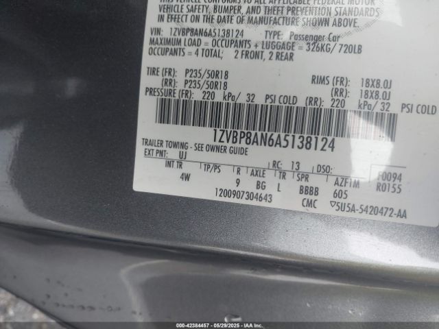 2010 FORD MUSTANG 1ZVBP8AN6A5138124 Photo 8
