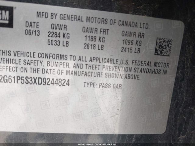 2013 CADILLAC XTS 2G61P5S3XD9244824 Photo 8