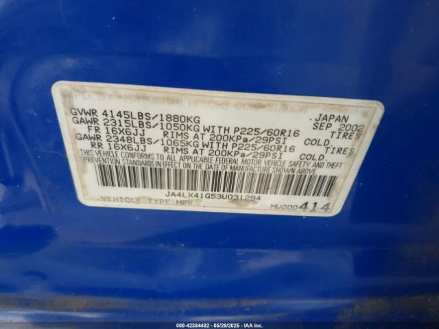 2003 MITSUBISHI OUTLANDER JA4LX41G53U031294 Photo 8
