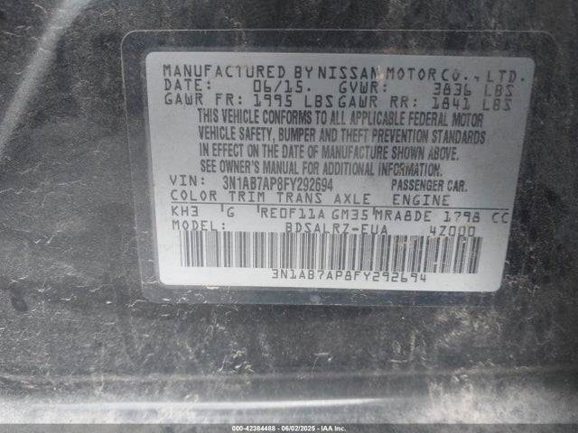 3N1AB7AP8FY292694 Nissan Sentra