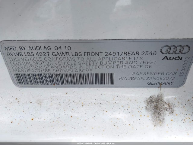 2010 AUDI A4 WAUBFAFL3AN062072 Photo 8