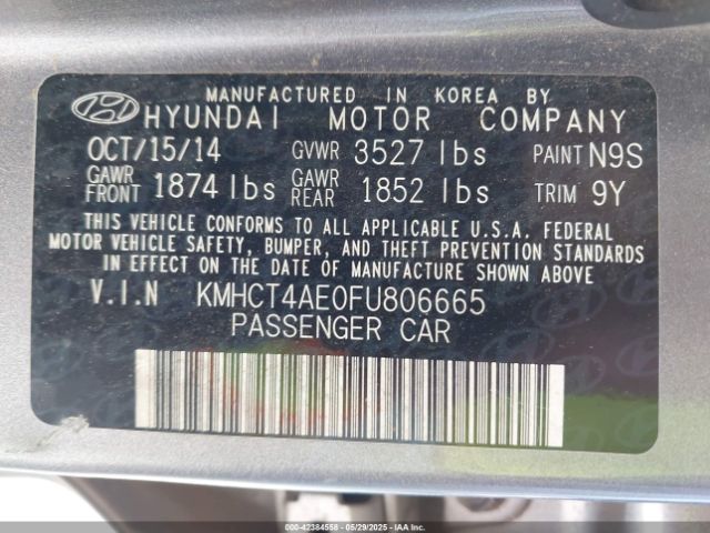 KMHCT4AE0FU806665 Hyundai ACCENT GLS