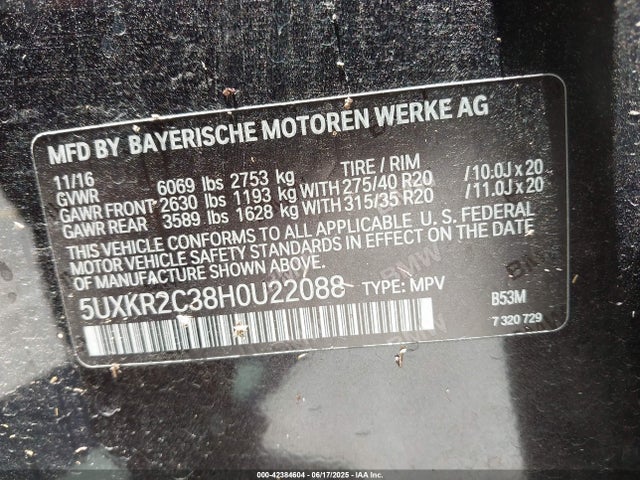 2017 BMW X5 5UXKR2C38H0U22088 Photo 8