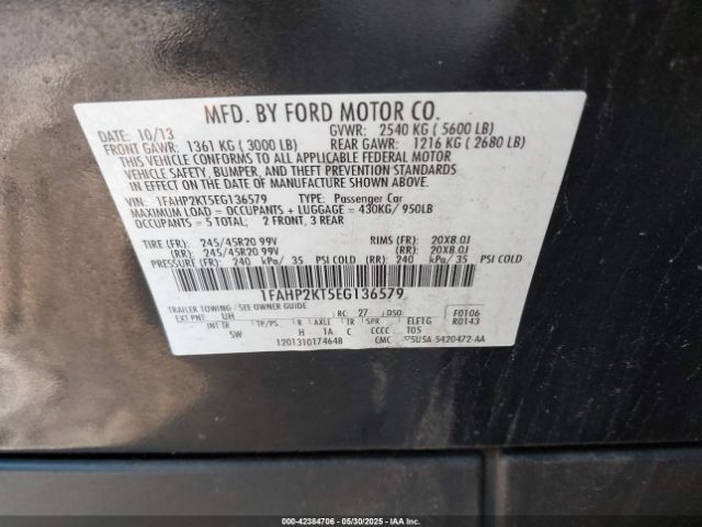 1FAHP2KT5EG136579 Ford TAURUS SHO