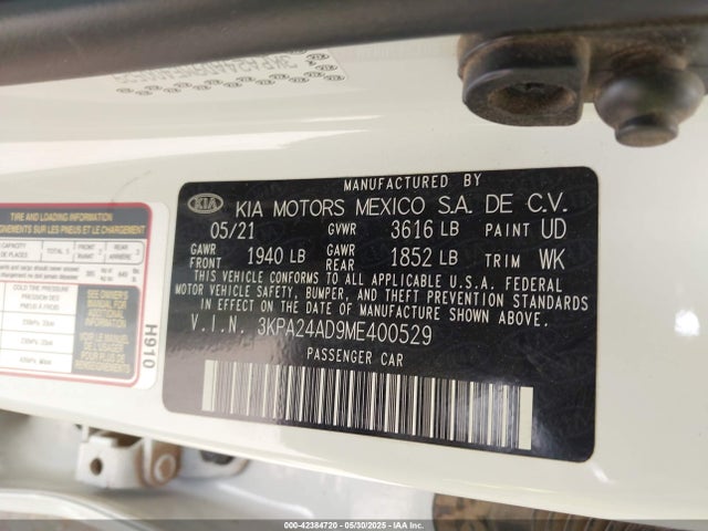 3KPA24AD9ME400529 KIA gamma ii
