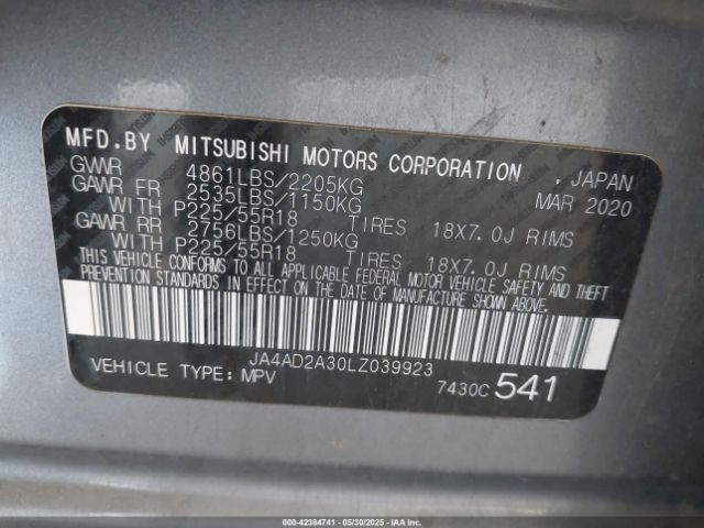 2020 MITSUBISHI OUTLANDER JA4AD2A30LZ039923 Photo 8
