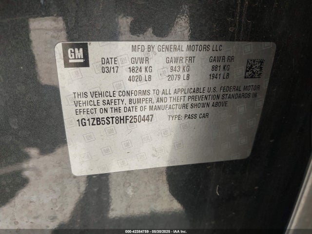 1G1ZB5ST8HF250447 Chevrolet lfv - di: direct injection, vvt: variable valve timing, gen 1