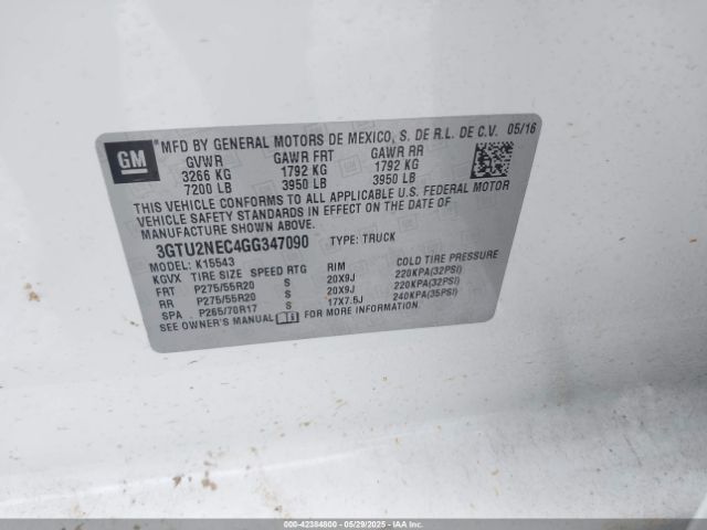 3GTU2NEC4GG347090 GMC Sierra 1500 Slt