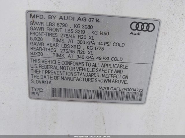 WA1LGAFE7FD004723 Audi Q7 3.0t Premium