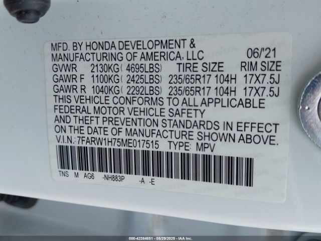 7FARW1H75ME017515 Honda Cr-v 2wd Special Edition