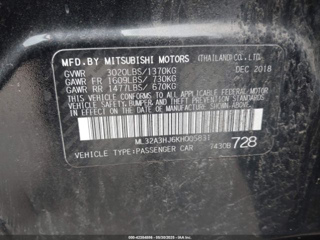 2019 MITSUBISHI MIRAGE ML32A3HJ6KH005831 Photo 8