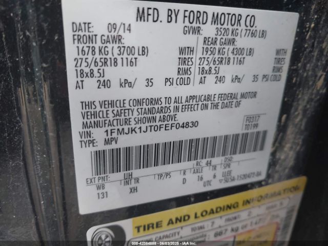 1FMJK1JT0FEF04830 Ford Expedition El Xlt
