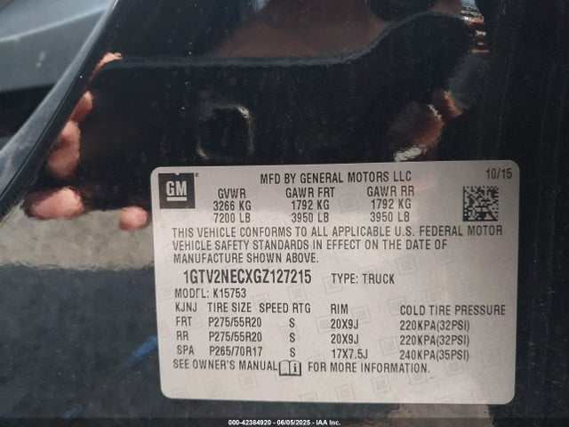 1GTV2NECXGZ127215 GMC l83 - sidi, vvt, afm, e85 max, aluminum