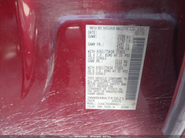 1N6DD0ER8KN743621 Nissan 2019