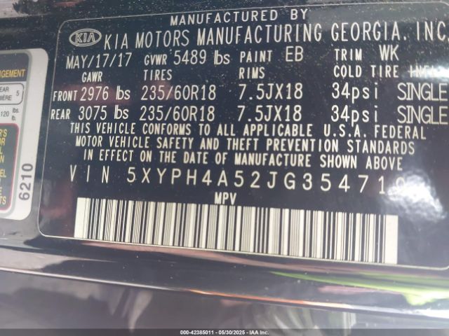 2018 KIA SORENTO 5XYPH4A52JG354719 Photo 8