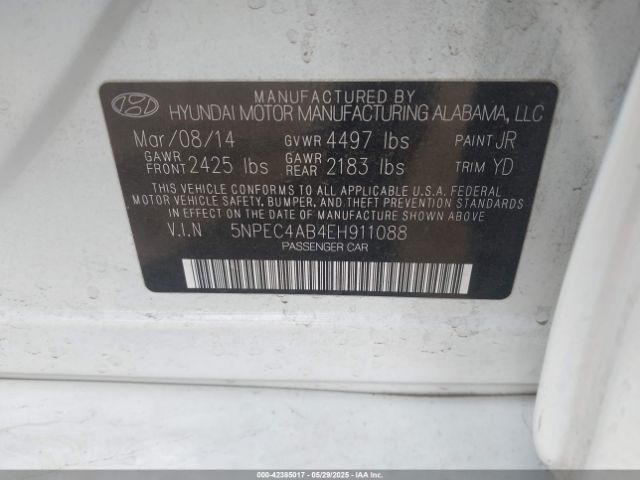 5NPEC4AB4EH911088 Hyundai theta ii