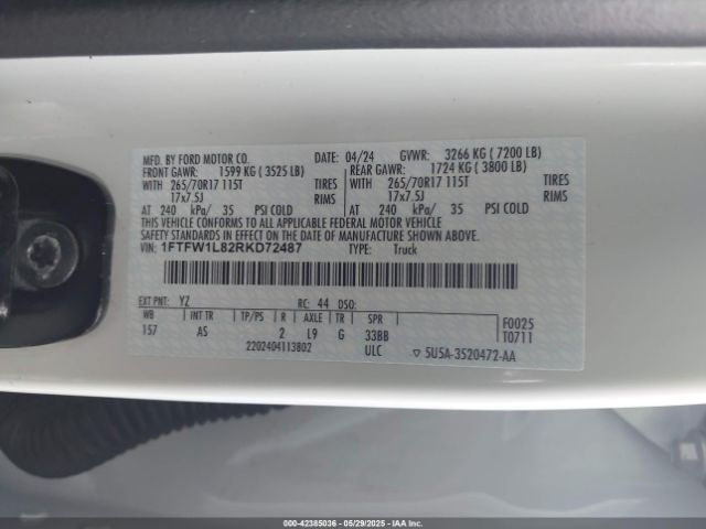 1FTFW1L82RKD72487 Ford F-150 Xl