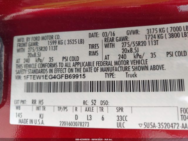 2016 FORD F-150 1FTEW1EG4GFB69915 Photo 8
