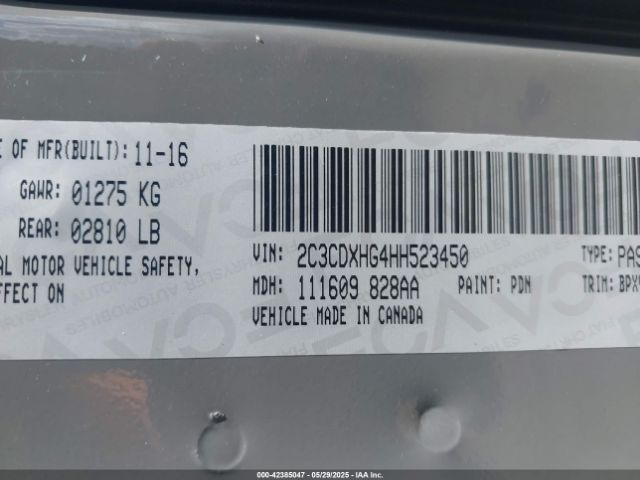 2C3CDXHG4HH523450 Dodge Charger Sxt Rwd
