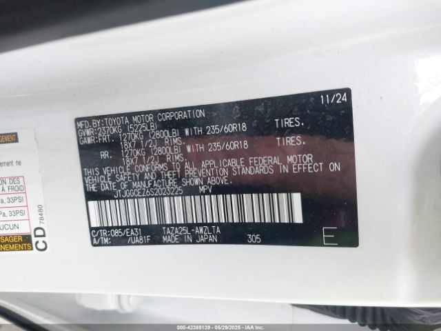 JTJGGCEZ6S2023225 Lexus Nx 350 Premium