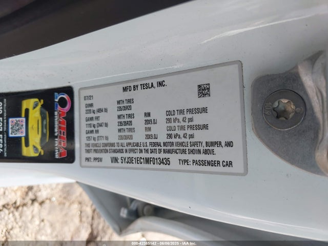 2021 TESLA MODEL 3 5YJ3E1EC1MF013435 Photo 8