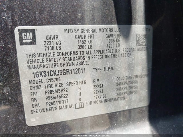 1GKS1CKJ5GR112011 GMC l86 - sidi, vvt, afm, e85 max, alum