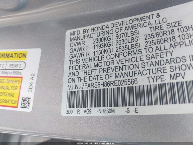 7FARS6H86RE025566 Honda lfc3