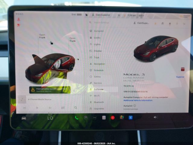 5YJ3E1EB5KF213576 Tesla MODEL 3