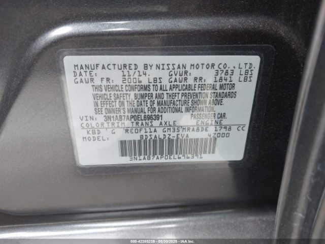3N1AB7AP0EL696391 Nissan SENTRA SV