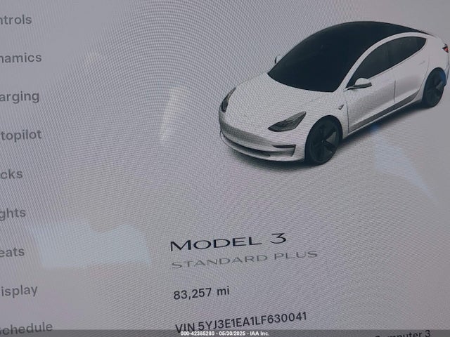 5YJ3E1EA1LF630041 Tesla Model 3 Standard Range Plus Rear-wheel Drive/standard Range Rear-wheel Drive