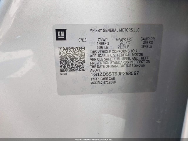 Chevrolet lfv - direct injection, variable valve timing, gen 1 2018 1G1ZD5ST9JF268567 Image 9