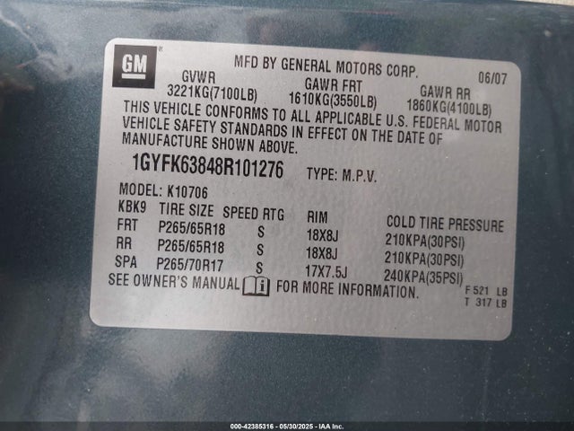 2008 CADILLAC ESCALADE 1GYFK63848R101276 Photo 8