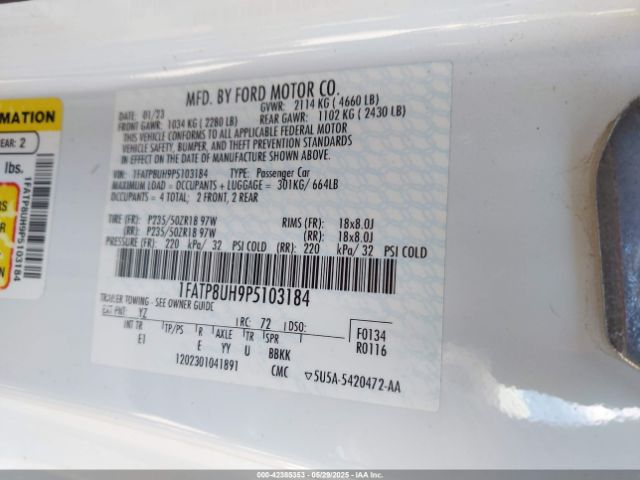1FATP8UH9P5103184 Ford Mustang Ecoboost Premium