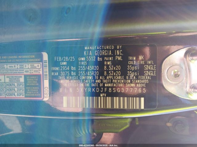 2025 KIA SORENTO 5XYRKDJF8SG377765 Photo 8