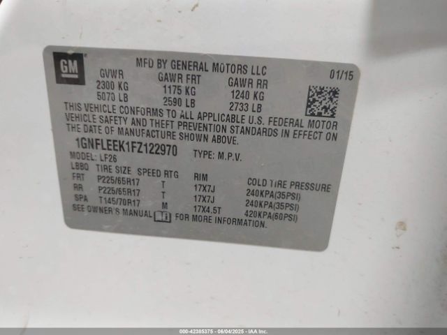 1GNFLEEK1FZ122970 Chevrolet lea - flex fuel (gas/alc), aluminum, ho,