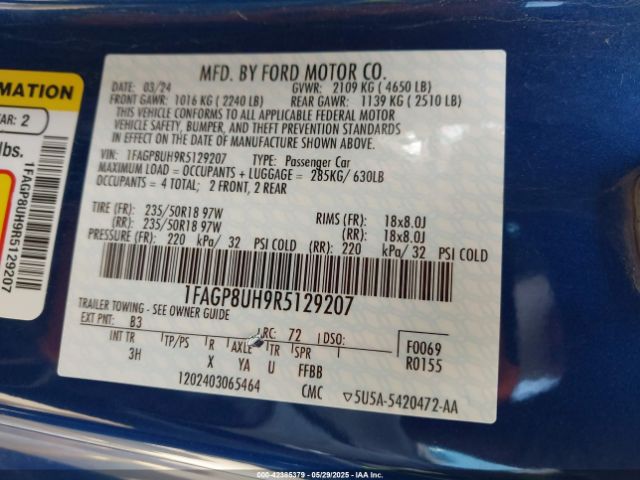 1FAGP8UH9R5129207 Ford Mustang Ecoboost Premium