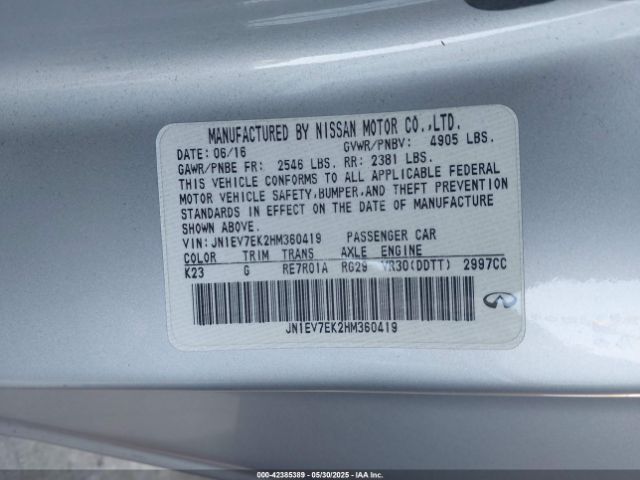 JN1EV7EK2HM360419 Infiniti Q60 3.0t Premium