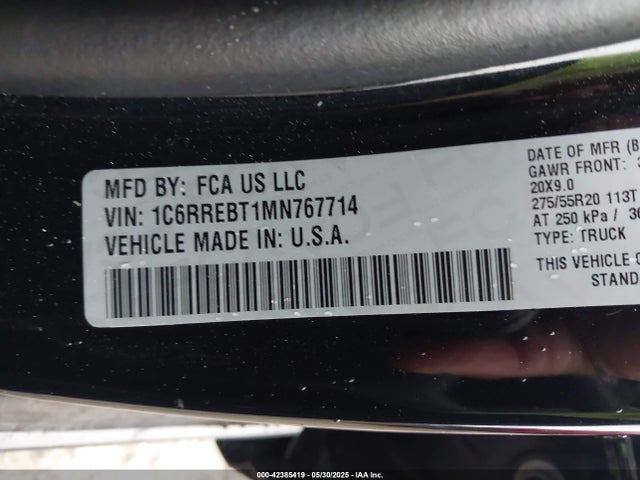 1C6RREBT1MN767714 RAM 1500
