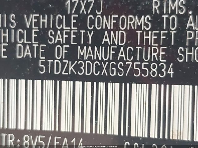 2016 TOYOTA SIENNA 5TDZK3DCXGS755834 Photo 8