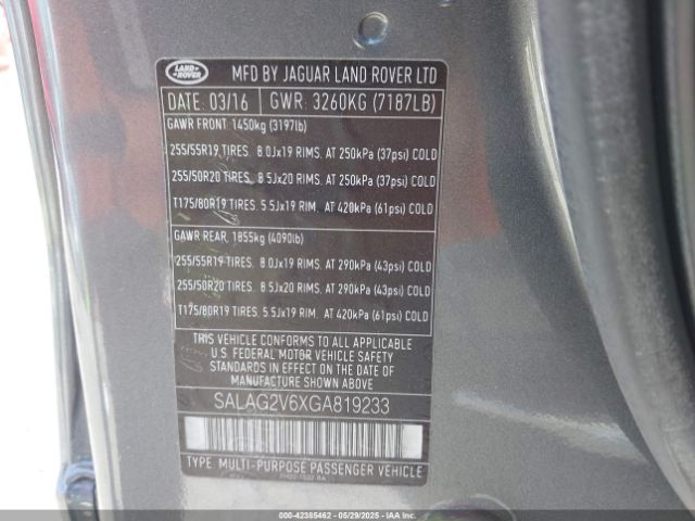 SALAG2V6XGA819233 Land Rover LR4