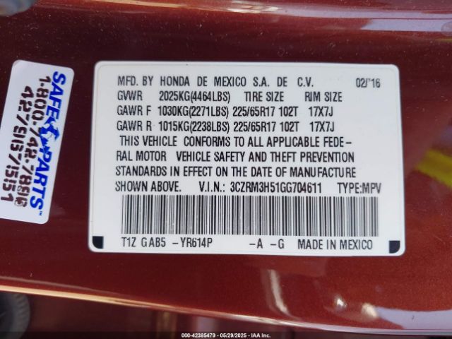 3CZRM3H51GG704611 Honda CR-V EX