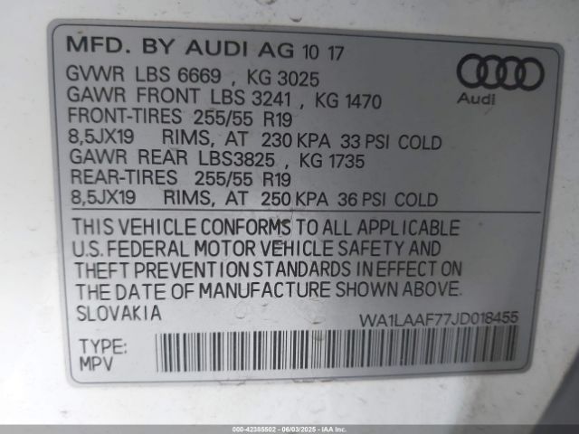 2018 AUDI Q7 WA1LAAF77JD018455 Photo 8