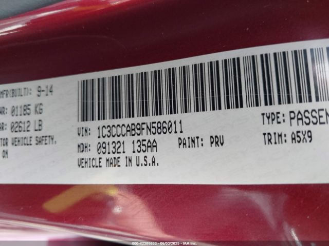 1C3CCCAB9FN586011 Chrysler 200 Limited