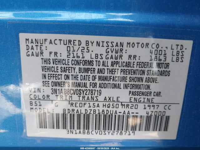 3N1AB8CV0SY278719 Nissan SENTRA SV