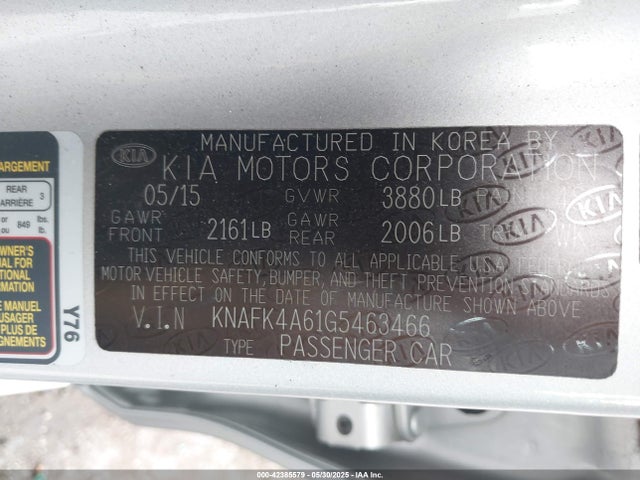 KNAFK4A61G5463466 KIA FORTE LX