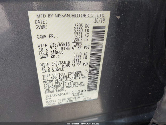 5N1AZ2AS5LN111099 Nissan 2020
