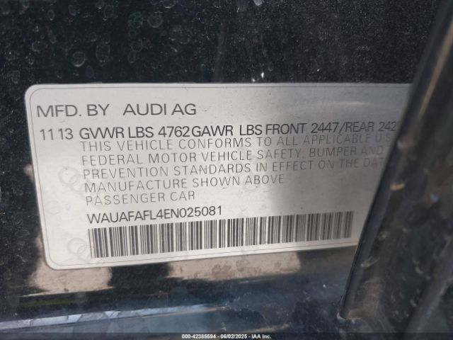 WAUAFAFL4EN025081 Audi flex fuel engine