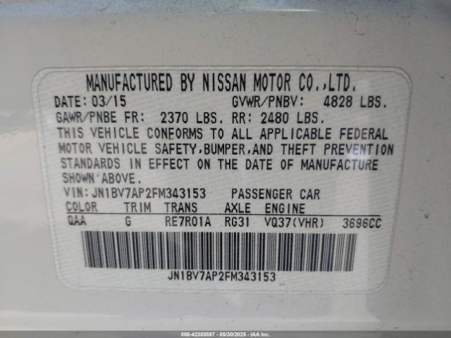JN1BV7AP2FM343153 Infiniti Q50 Premium