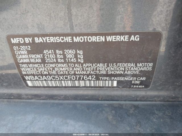 2012 BMW 335I WBA3A9C5XCF077642 Photo 8
