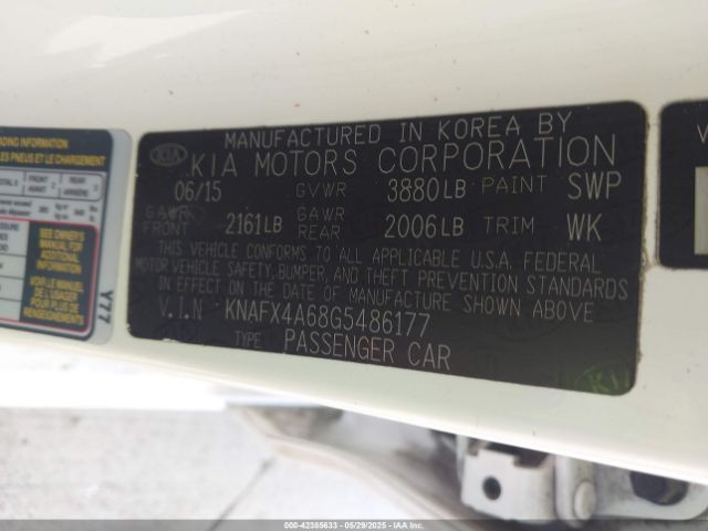 KNAFX4A68G5486177 KIA FORTE LX